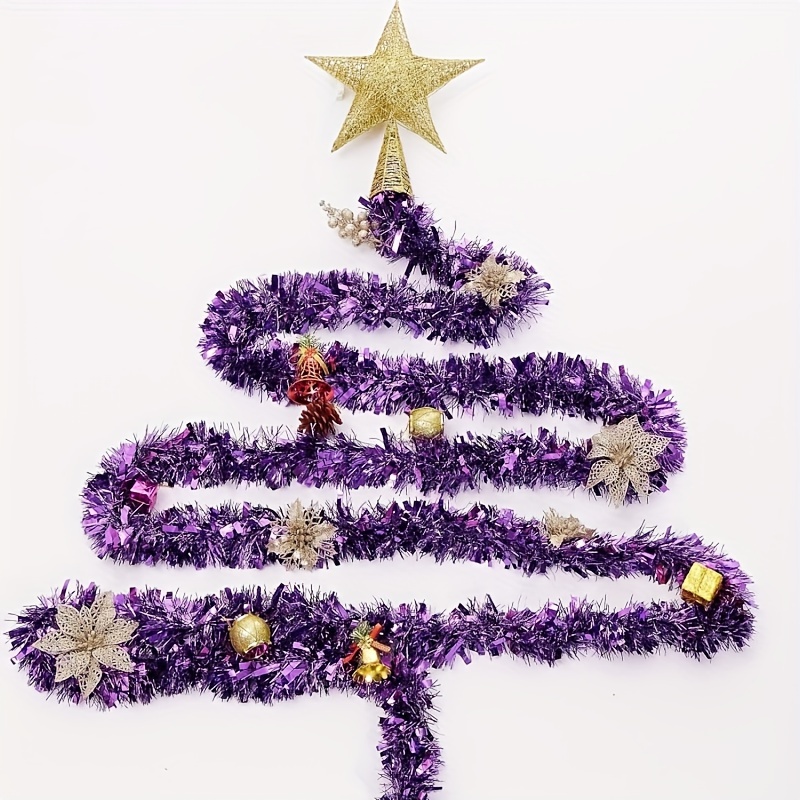 

7pcs Sparkling Purple Artificial Flower Garland Set - , Christmas & Thanksgiving Decorations, Indoor/outdoor Accents, No Power Needed