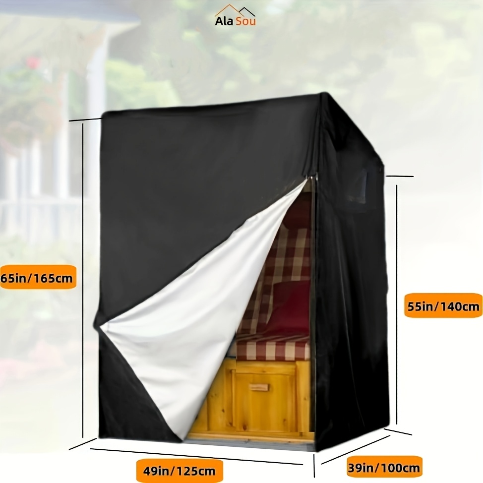 Image of 1 Pack Alasou Garden Sunshade Lounger Cover | Heavy-duty Oxford Fabric, Zipper Closure, Folded Hem , Pu Coated, 420d Polyester, Suitable For Outdoor, Patio, Garden, Lawn