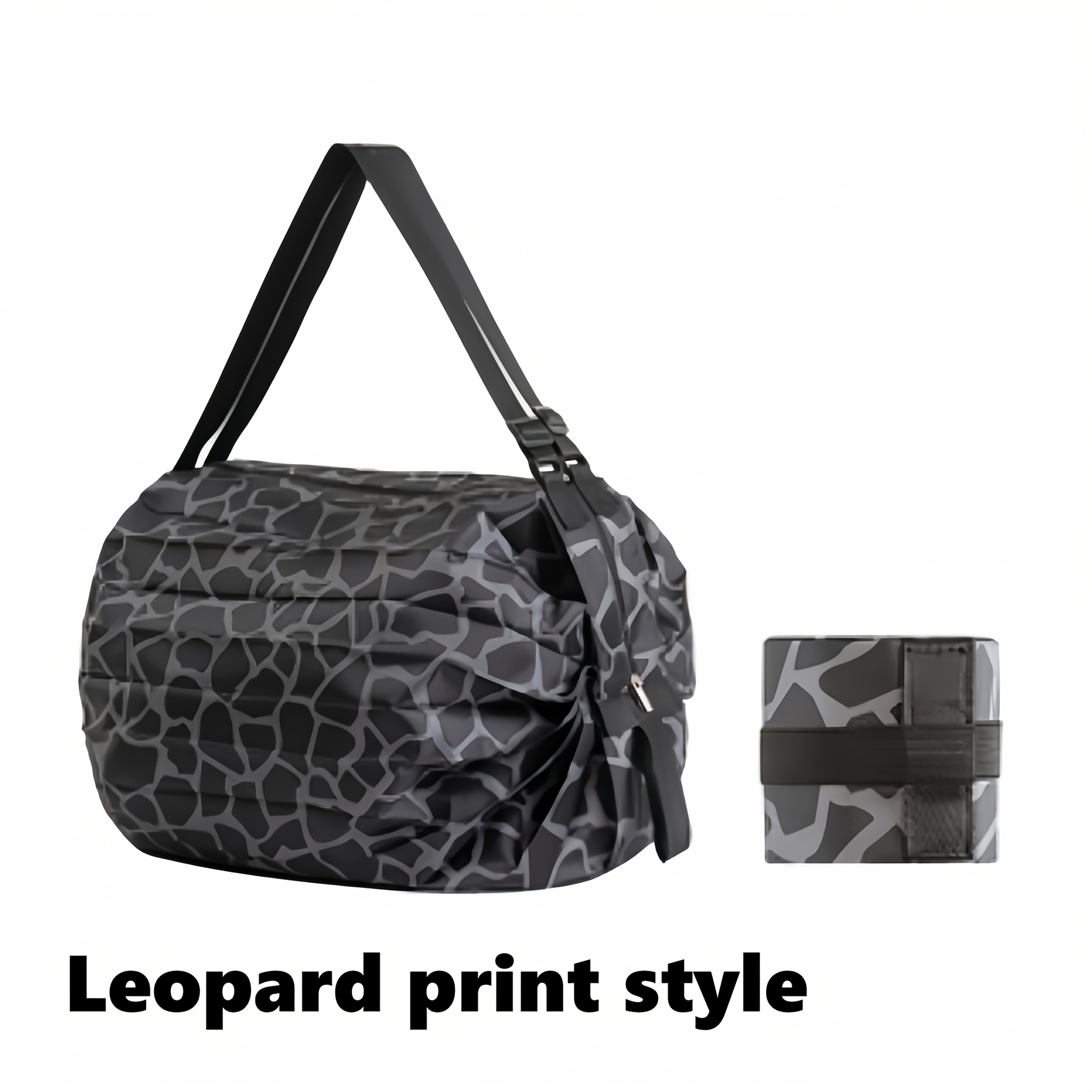 Image of 1 Portable Foldable Shopping Bag, Leopard And Colorful Patterns, Handbag Storage Pouch, Bag, Lightweight Gym Bag, Suitable For Daily Shopping, Travel, Moving, Camping, Essential For Outdoors