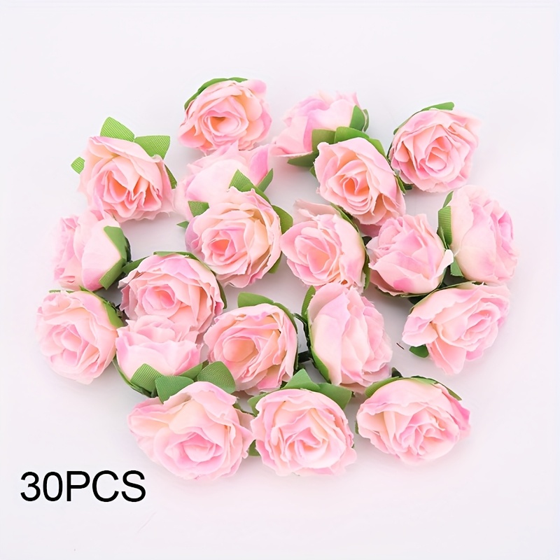 TEMU 30pcs Of Faux Rose Flower Heads, Mini Roses For Bulk Wedding Bouquets, Centerpieces, And Home Party Decorations