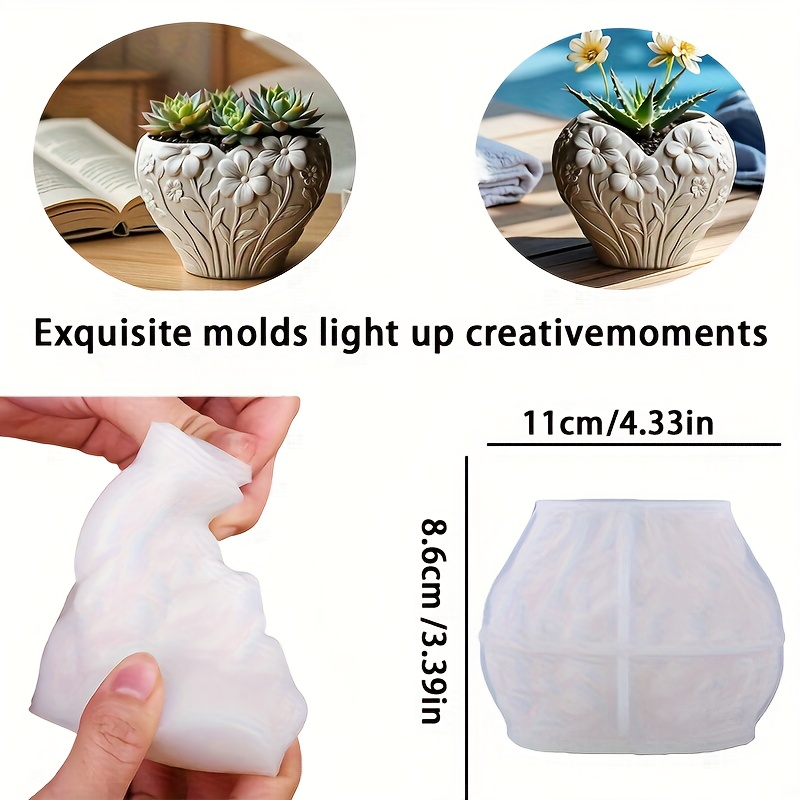 E-shop Elegante herzförmige Vase Silikonform, Ton Silikonform, Liebes- und Blumendesign, leicht entformbare wiederverwendbare Silikonform, geeignet