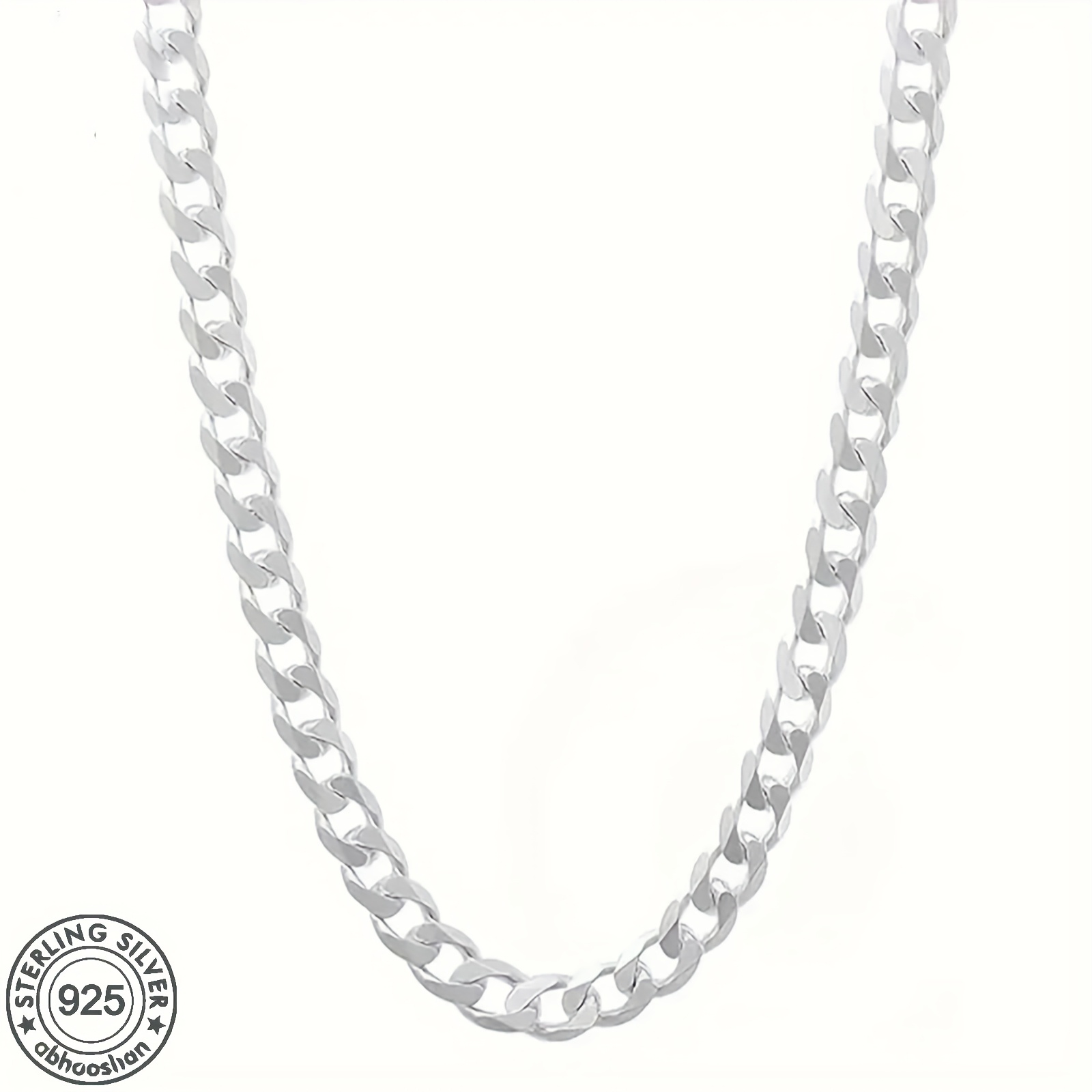 

925 Sterling Silvery Total Weight 13g Length 20 Inches Italian 5mm Diamond Cut Cuban Chain Chain Necklace, Men's , , With Box