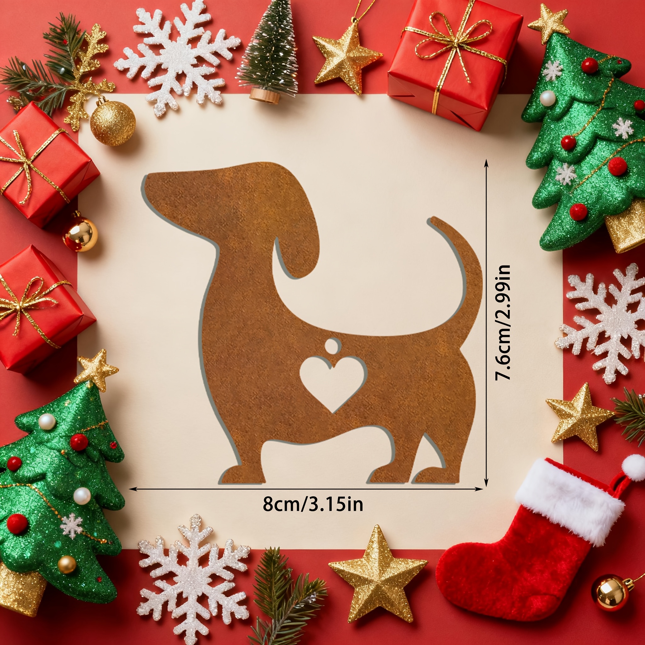 Image of 1pc Vintage Bohemian Wrought Iron Dachshund Wall Hanging Ornament - Rustic Rusted Metal Christmas Decoration With Dachshund , Indoor Decor, German-inspired Gift For Pet Lovers