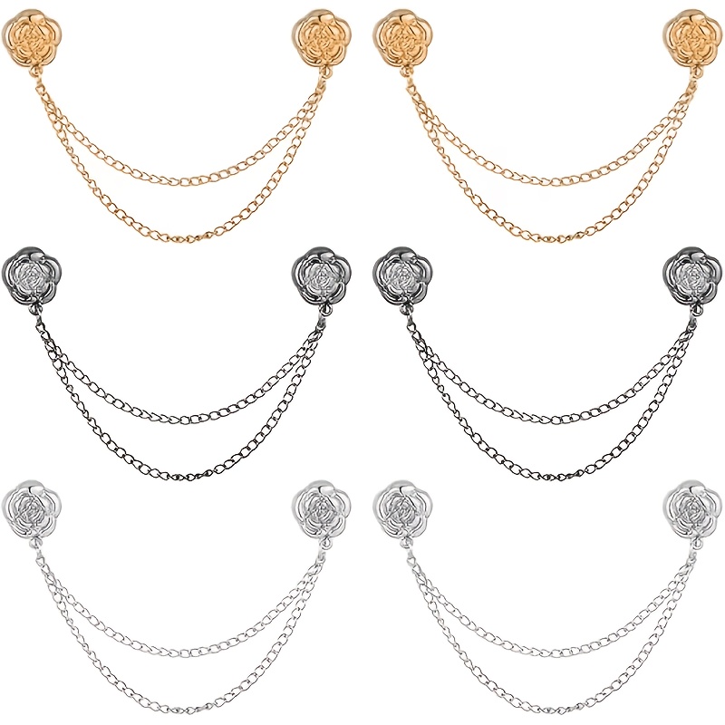 TEMU 6-pack Random Color Camellia Flower T-shirt Button Set - No-sew Adjustable Hem Fixing Clips, Sleeve Length Regulator, Pants Skirt Shortener Pin,