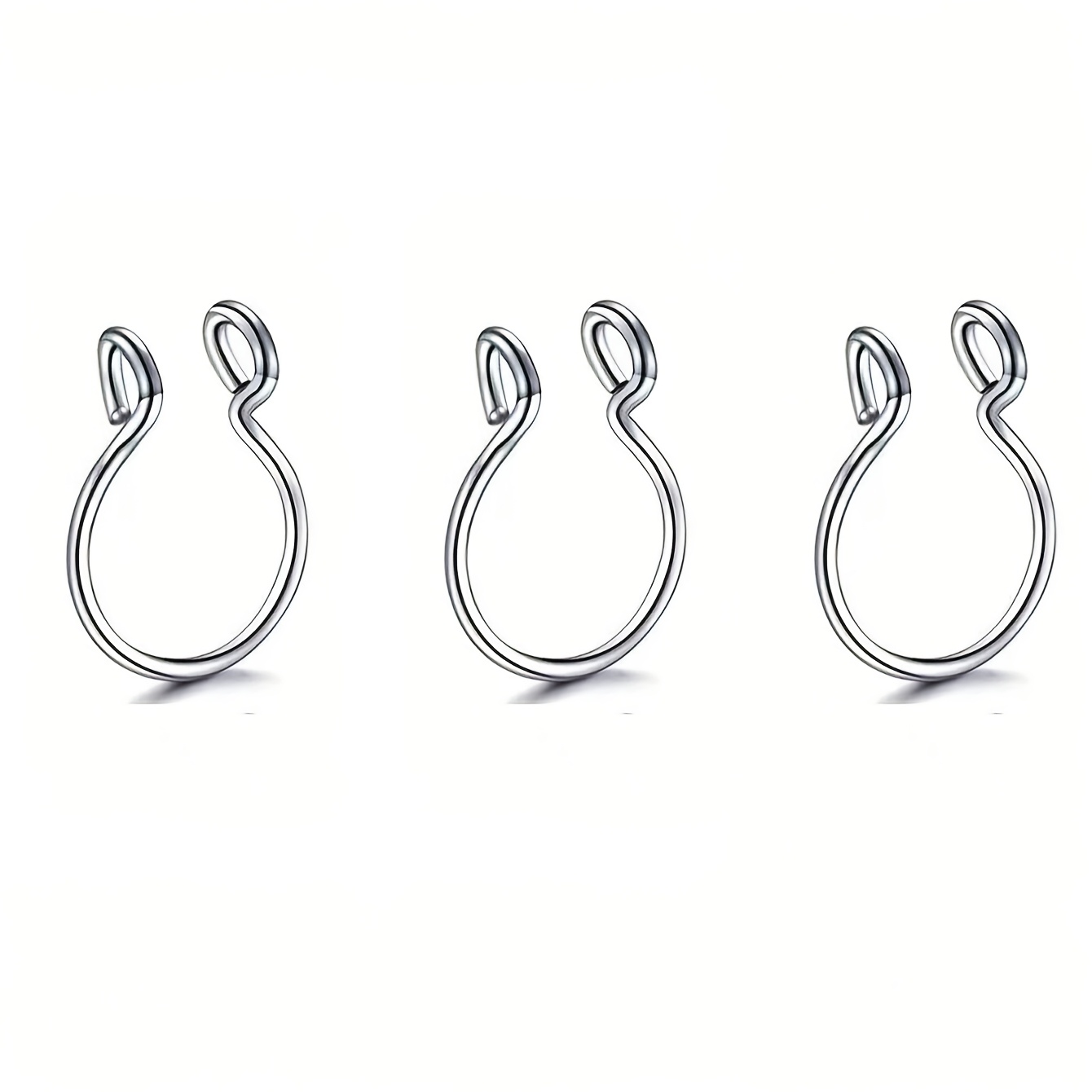 Women's Stainless Steel Round Faux Lip Ring Non-Piercing Nose Ring