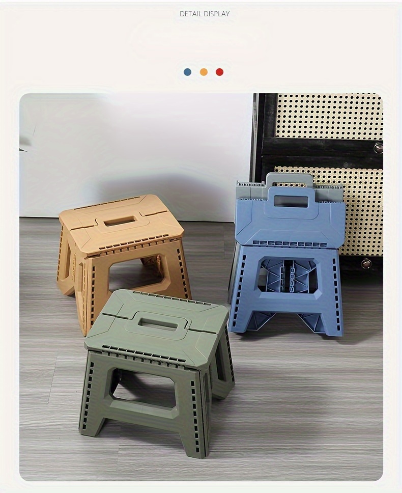 Heavy-Duty Thickened Portable Folding Stool with Handle - 1 Pack Square Plastic Collapsible Stool for Indoor, Gatherings, Picnic, Fishing | Durable PP, Adult-Supporting up to 330lbs, No Electricity or Batteries Needed