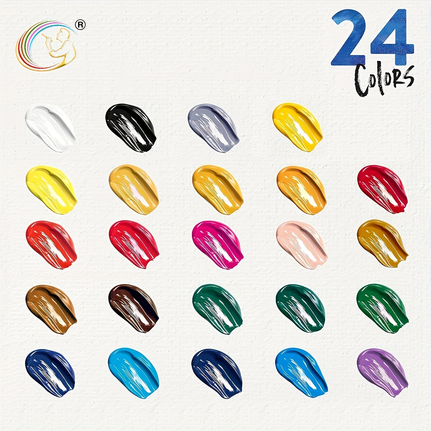 24-Color Acrylic Paint Set with Brushes & Palette