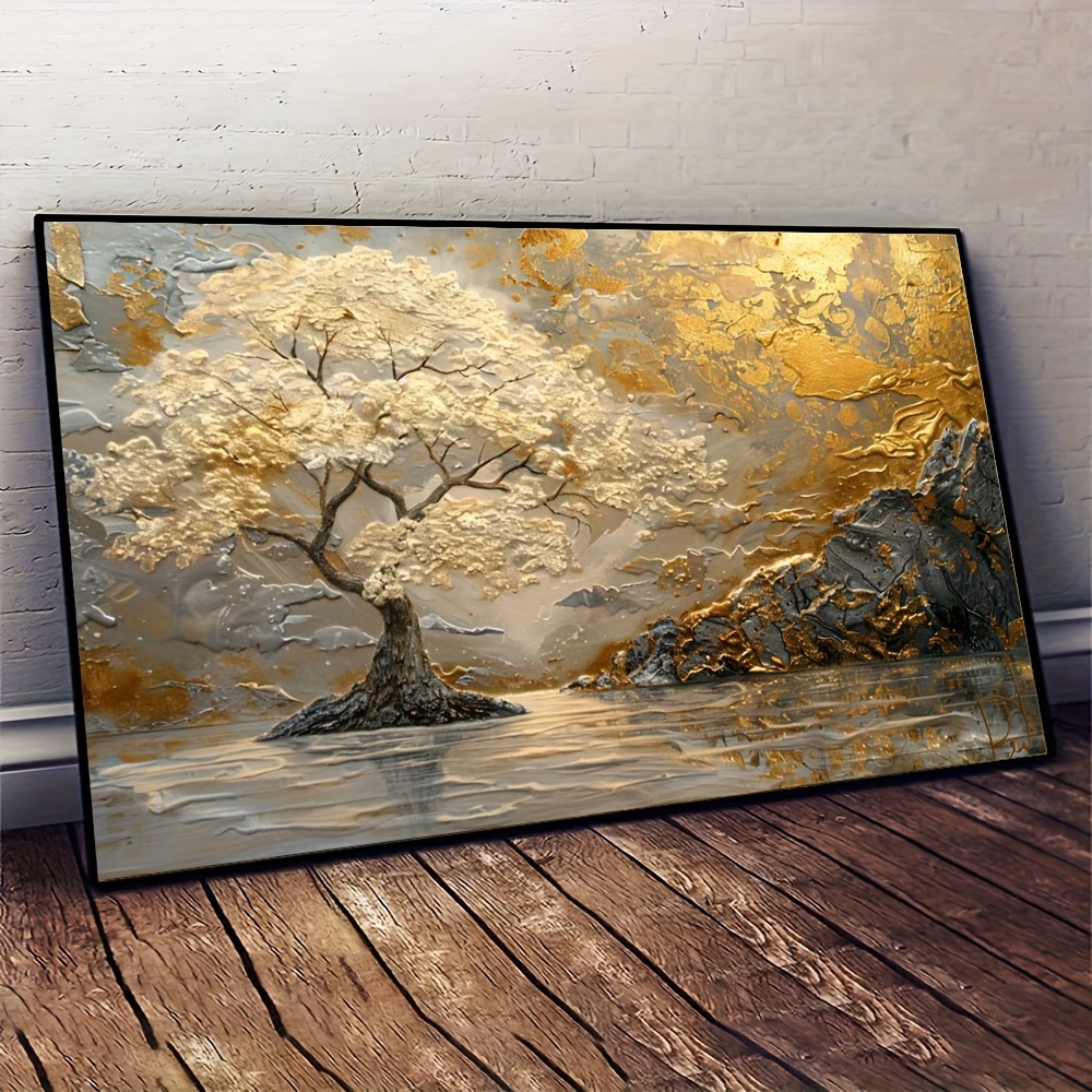 

sur Toile d'Arbre Doré Vintage Moderne, 31.5x47.24in - Décoration Murale Cadre pour Salon & Chambre