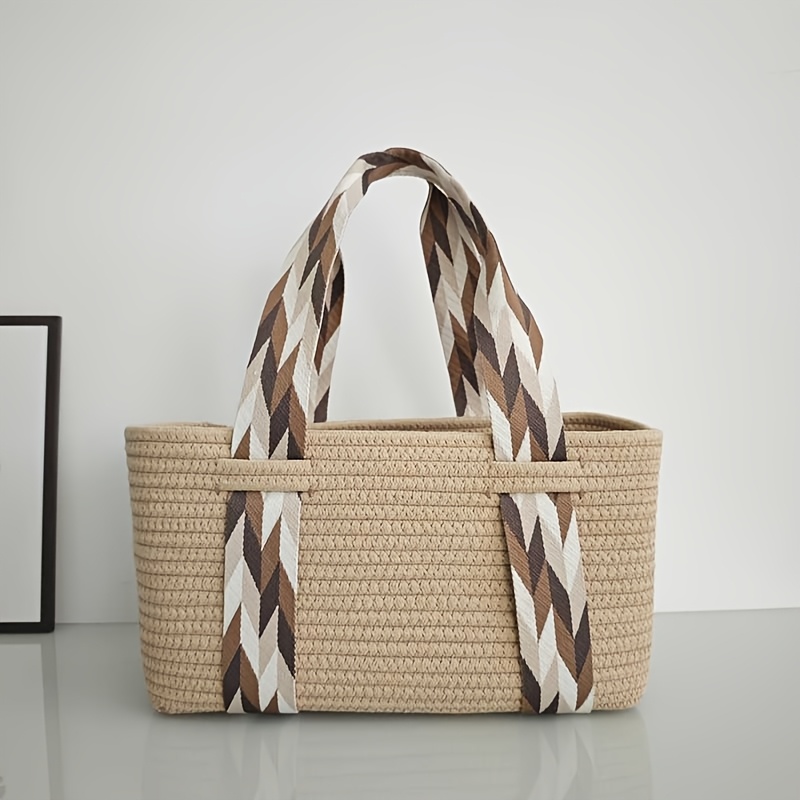 Image of Niche Straw Bags, Large-capacity Handbags For Holidays And Vacations, Picnic And Vacation Baskets, Storage Baskets For Sorting Household Sundries, Exquisite Home Decorative Items, Shelf Baskets