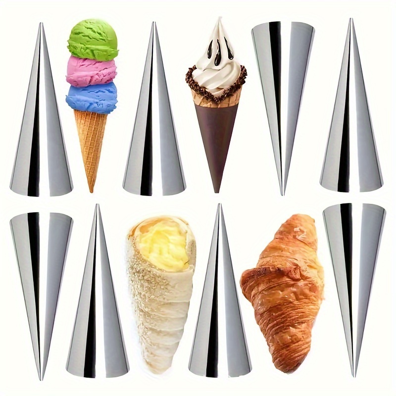 

16pcs Stainless Steel Ice Cream Crispy Skin Mold Pastry Cream Trumpet Conical Curler Baking Mold