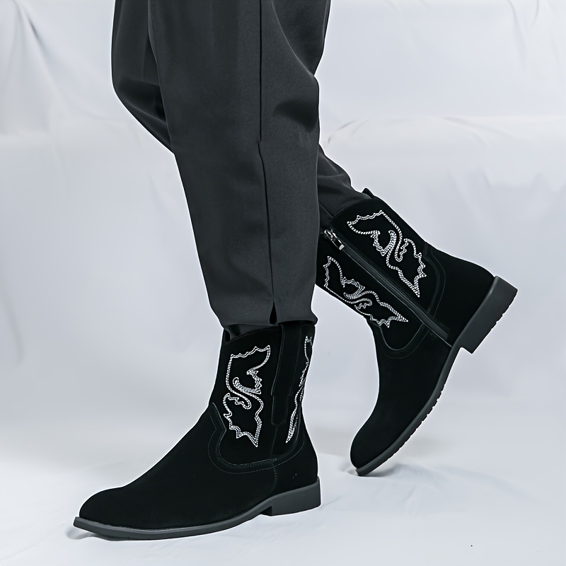 botas chelsea punta afilada hombre negras altas diseño Temu Mexico