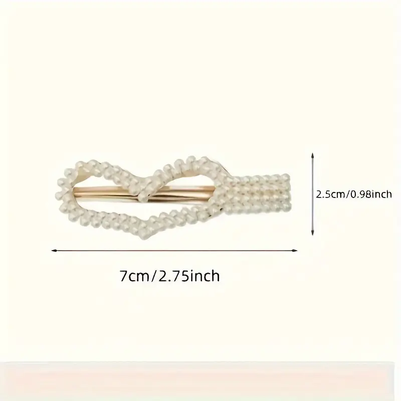 20pcs elegant pearl bow tie hair clip set french hair clip exquisite korean style side tassel hair clip plastic duckbill clip fashion accessories style random Product details 2