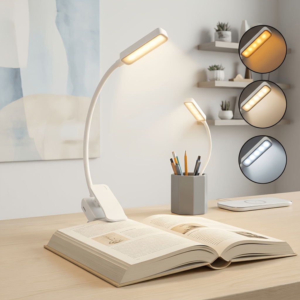 Led Reading Light Dimmable Small With 3 Color 10 Brightness, Adjustable Flexible Gooseneck Table Light For Bed Headboard, Home Office, Computer