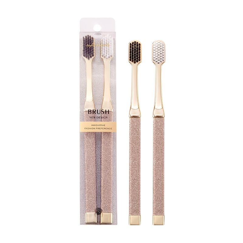 Image of 2pcs Pack Luxury Adult Soft Toothbrush With Microfiber Bristles & Non-slip Handle Suitable For Sensitive Teeth & Gums, Care Forsensitive Teeth, Ideal For Adults With Gum Disease Or Receding Gums