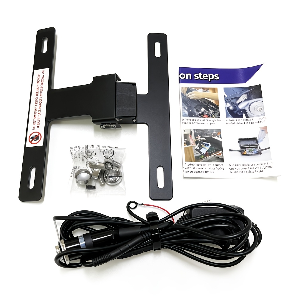 TEMU 1pc Universal Metal Motorcycle License Plate Holder For Decoration , Adjustable Motorcycle Fender Mount Bracket Eliminator Kit, Durable