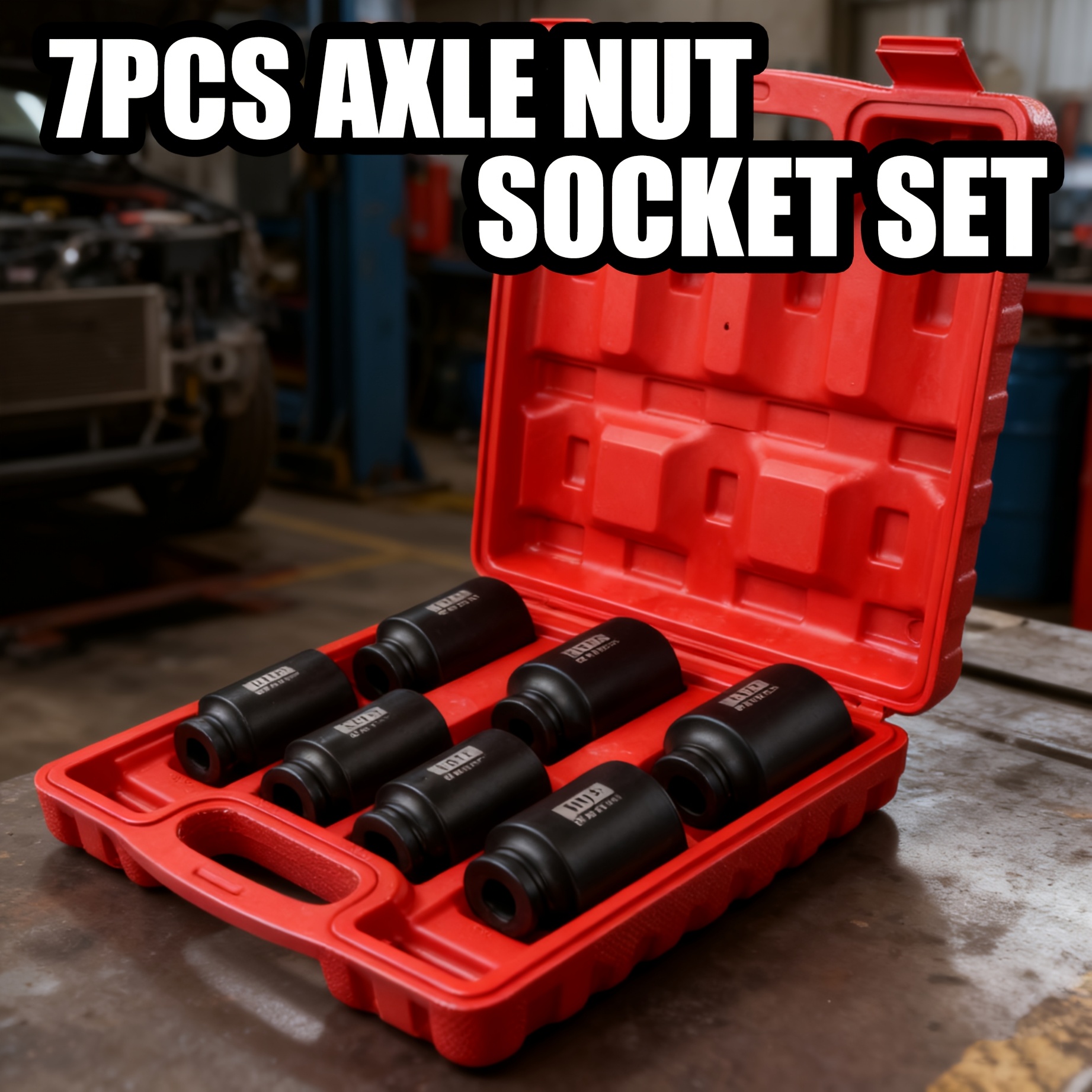 7pcs Seketman Impact Axle Nut Socket Set | Inch Drive, Sae Size Deep Socket Set, Premium Cr- Made, Impact Use, Black Phosphate Finishing, Laser Marking, Suitable For Automotive Repairing
