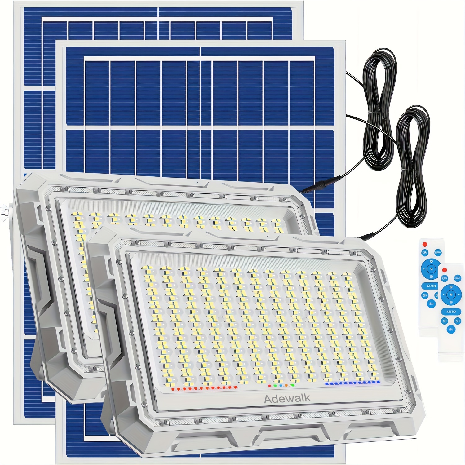 

Zz1000-2 2pcs 1000w Solar Floodlight Outdoor From Dusk To Dawn, Solar Light Outdoor, Solar Floodlight With Remote Control, 50000 Lm, Zzx-1000