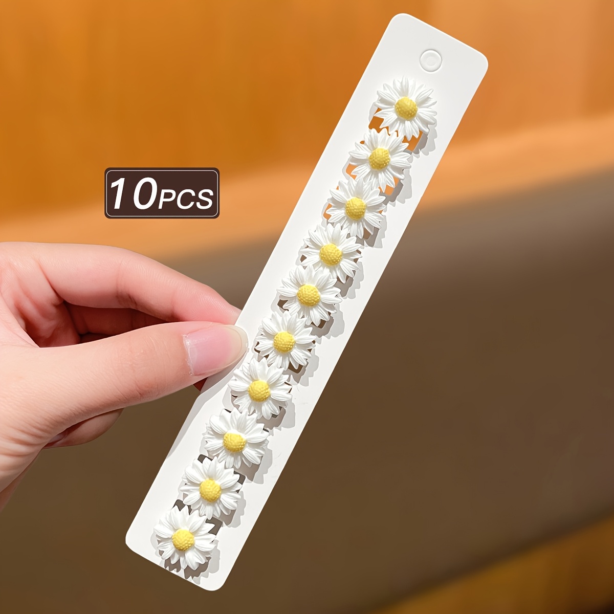 TEMU 10pcs Daisy Hair Clip Set, Cute White Flower Side Clip, Non-slip Bb Clip, Universal Hair Additions For Women, And, Suitable For Daily Parties,