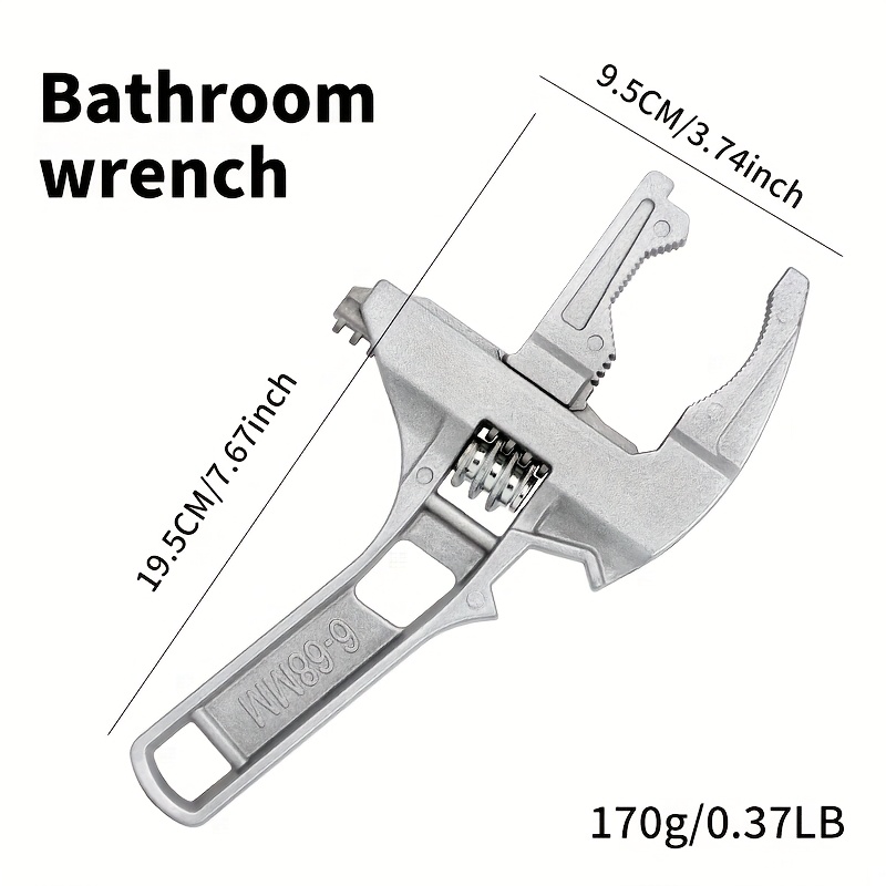TEMU 1pc Professional Adjustable Bathroom Wrench-heavy Rust-proof Design, Pipeline Tools, Ergonomic Handles, Large Opening Bathroom Wrench, Manual