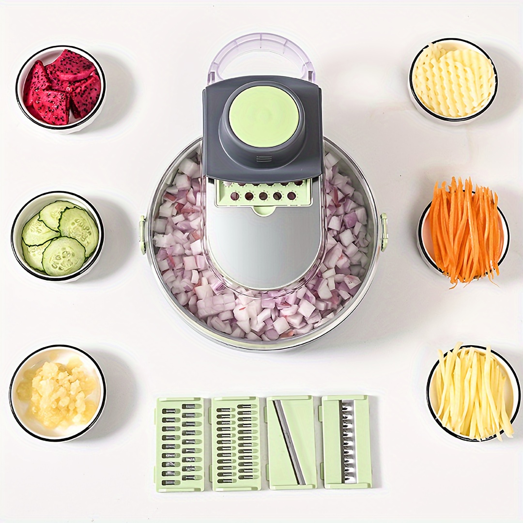 

Multi-functional 14 In 1 Vegetable Chopper, Onion Food Cutter, Onion Chopper With Draining Basket, Professional Kitchen Food Chopper, Kitchen Vegetable Cutter With Round Container