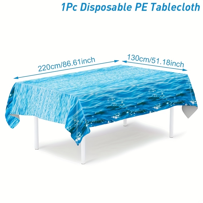 E-shop ., Hochzeitsdekoration, Sommerdekoration, Deko für Draußen, Deko, Ozean-Themen Einweg-PE-Tischdecke, 130 x 220 cm, Blaue