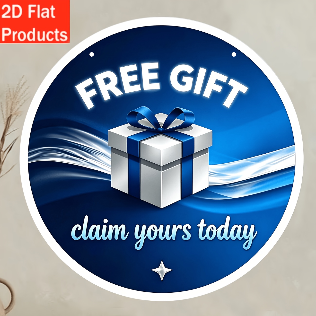 TEMU 2d Flat, 1pc 15x15cm Retro Re-quality Wall Hanging Decoration With Hanging Rope - Claim Your Free Gift, Suitable For , , Blue Statement Panel,