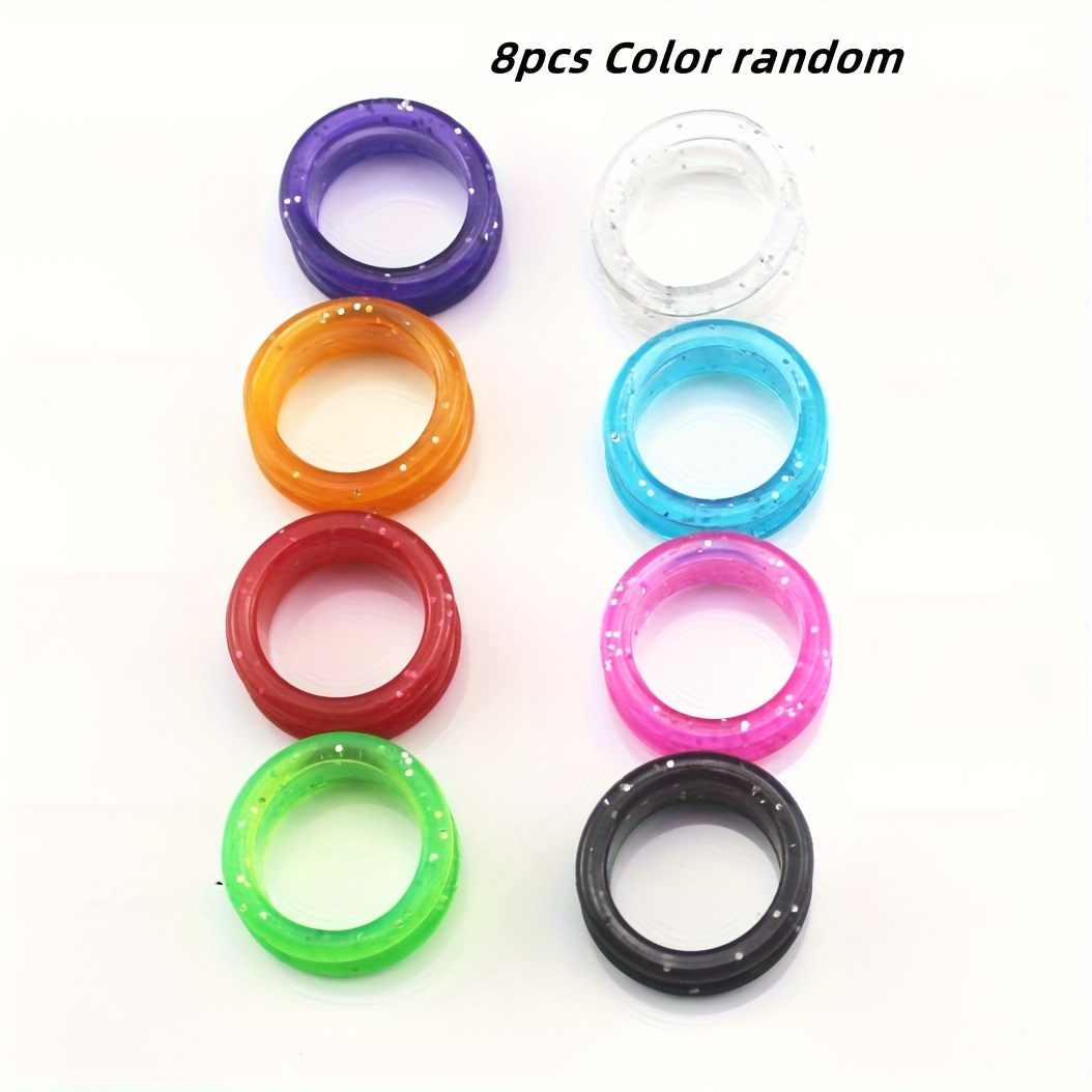 TEMU 8 pezzi Anelli per Forbici Colori Casuali Anelli in Silicone per Forbici per Capelli Forbici per Animali Domestici Anelli Multicolore Modelli