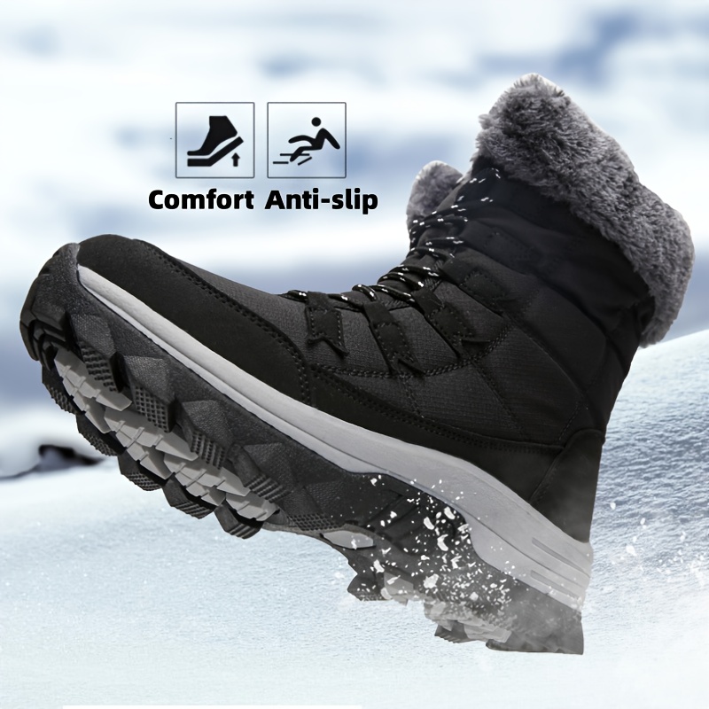 womens heavy duty snow boots with like collar cold resistant winter shoes anti slip rubber sole round toe for ice walking hiking skiing warm ankle boots wide width   for moms Product details 1