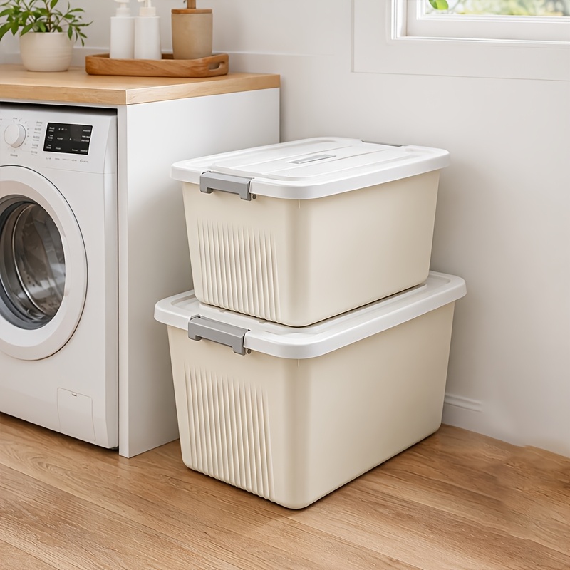 2pcs Large-Capacity Stackable Storage Bins with Lids