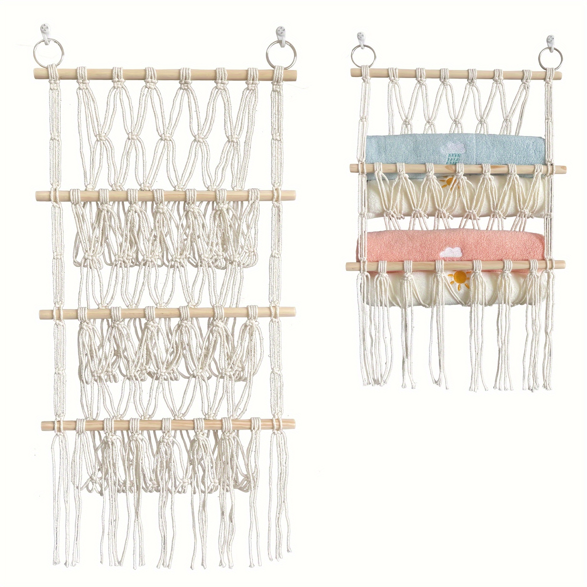 

Bohemian Macrame Storage Ladder: Toy Organizer, Bedroom, Living Room, Dorm Decor, Easy Installation, Space-saving Design