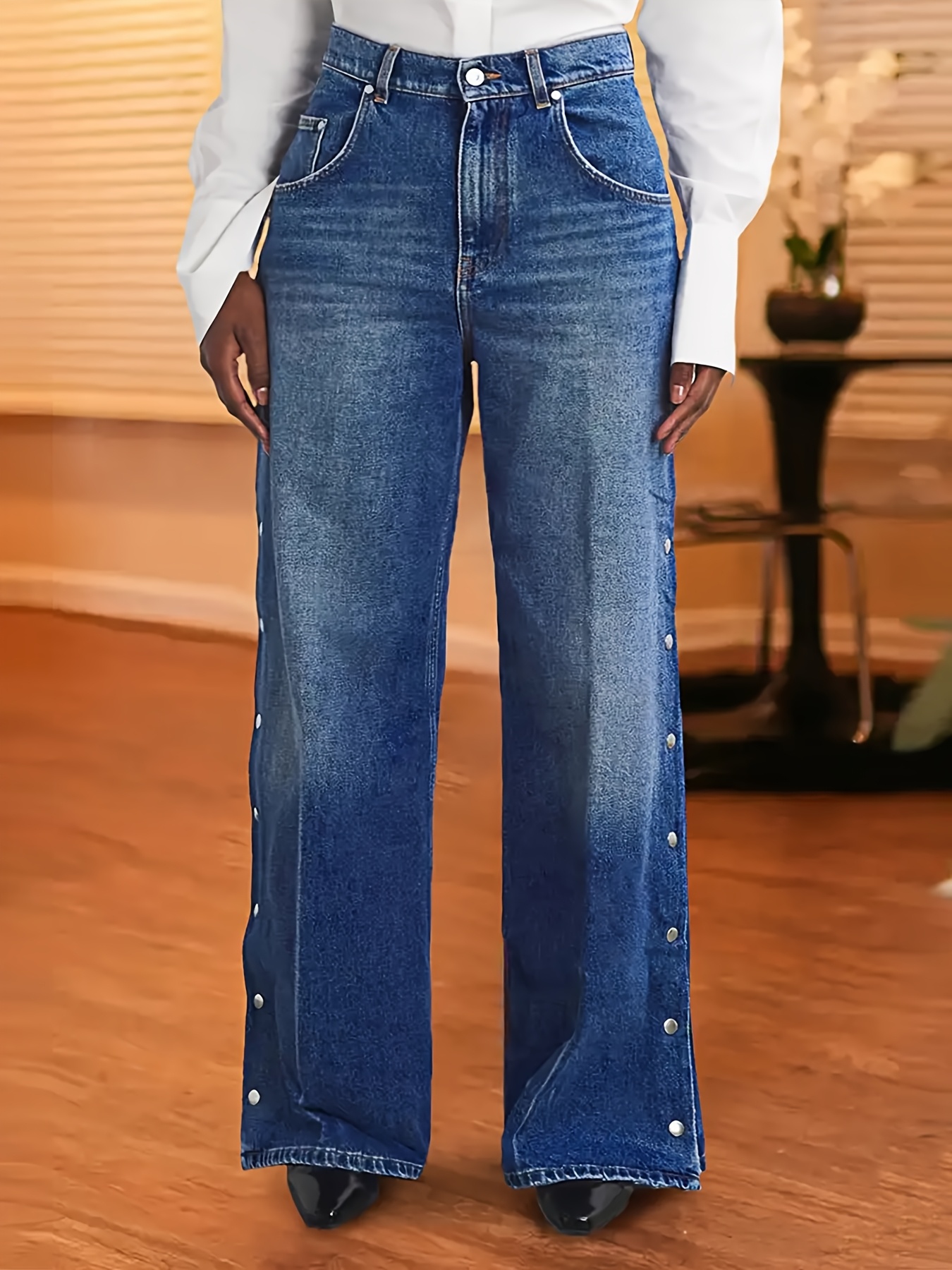 【BAON】Luden Snap Bijo Wide Denim Pants Amazon.com: Unybwonn Baggy Y2k Jeans for Women High Waisted