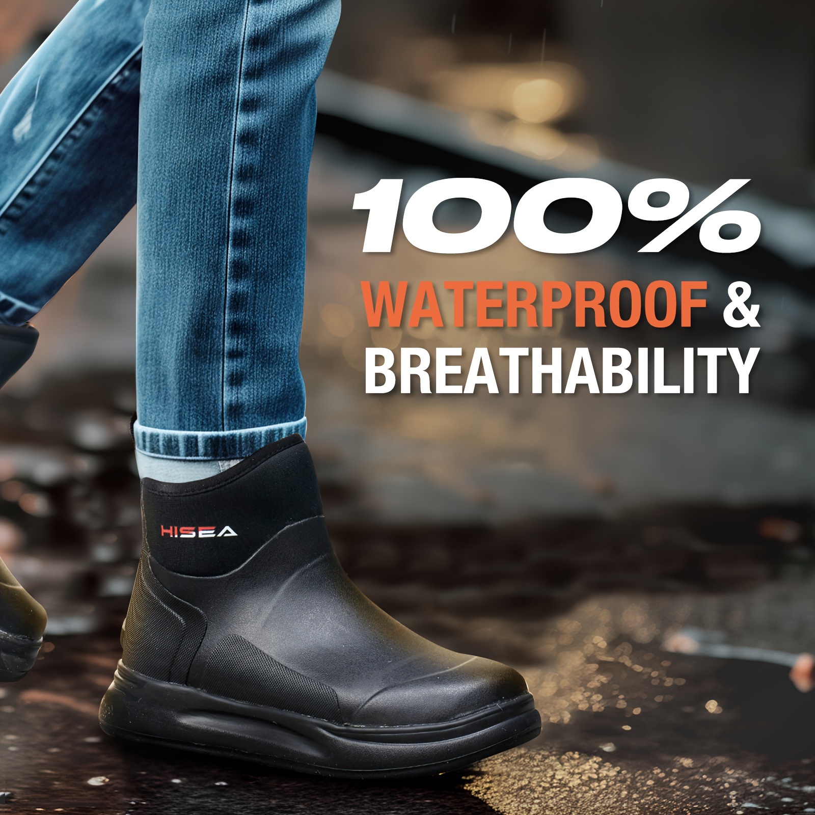 HISEA Women's Short Rain Boots Waterproof Garden Shoes Rubber Chelsea Boots Anti-Slipping Rainboots For Ladies With Comfort Insole Lightweight Stylish