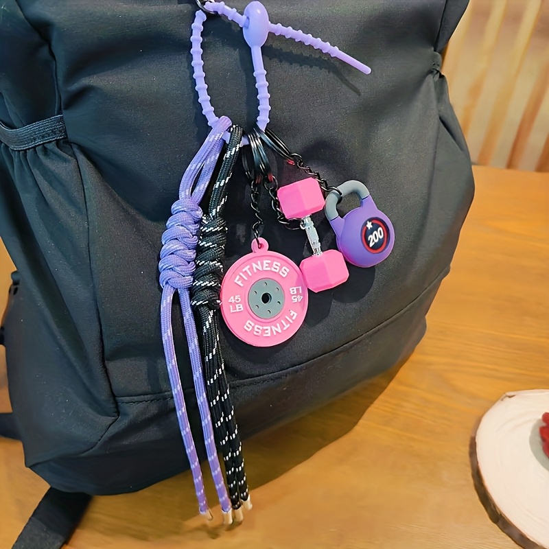 TEMU Llavero de Gimnasio con Cuerda, Nuevo Colgante de Moda para Bolsos, Pesas y Kettlebells, Adorno para Bolsos