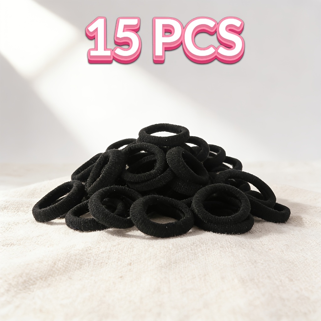 TEMU 15pcs Solid Color High Elastic Towel Ring Hair Rope Retro Style Durable Does Not Hurt Hair Hair Tie High Rebound Does Not Tighten Hair Ponytail