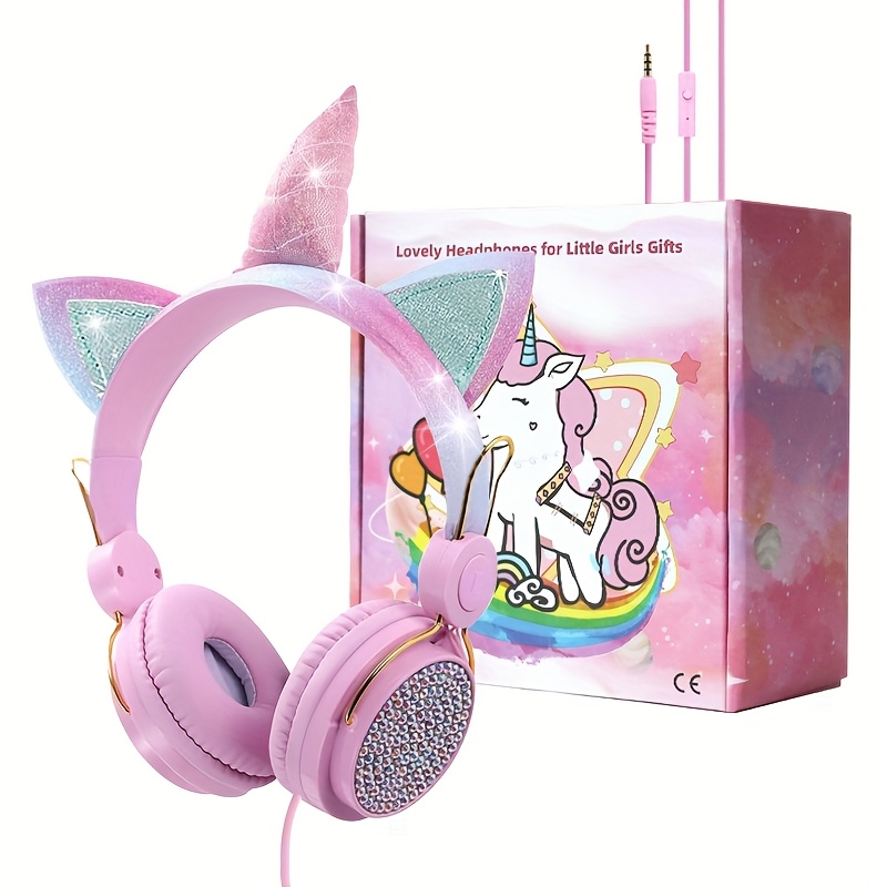 

1pc Kids Headphones, Unicorn Headphones With 85db Volume Limit For Girls, 3.5mm Jack In Ear Headphones For Girls With Microphone For Schools