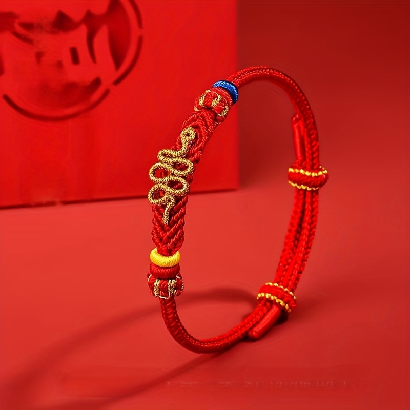 

Red & Golden Snake Braided Bracelet - 2025 Chinese New Year Gift, Polyester , Accessory With Intricate Design For Celebrations, Snake Jewelry