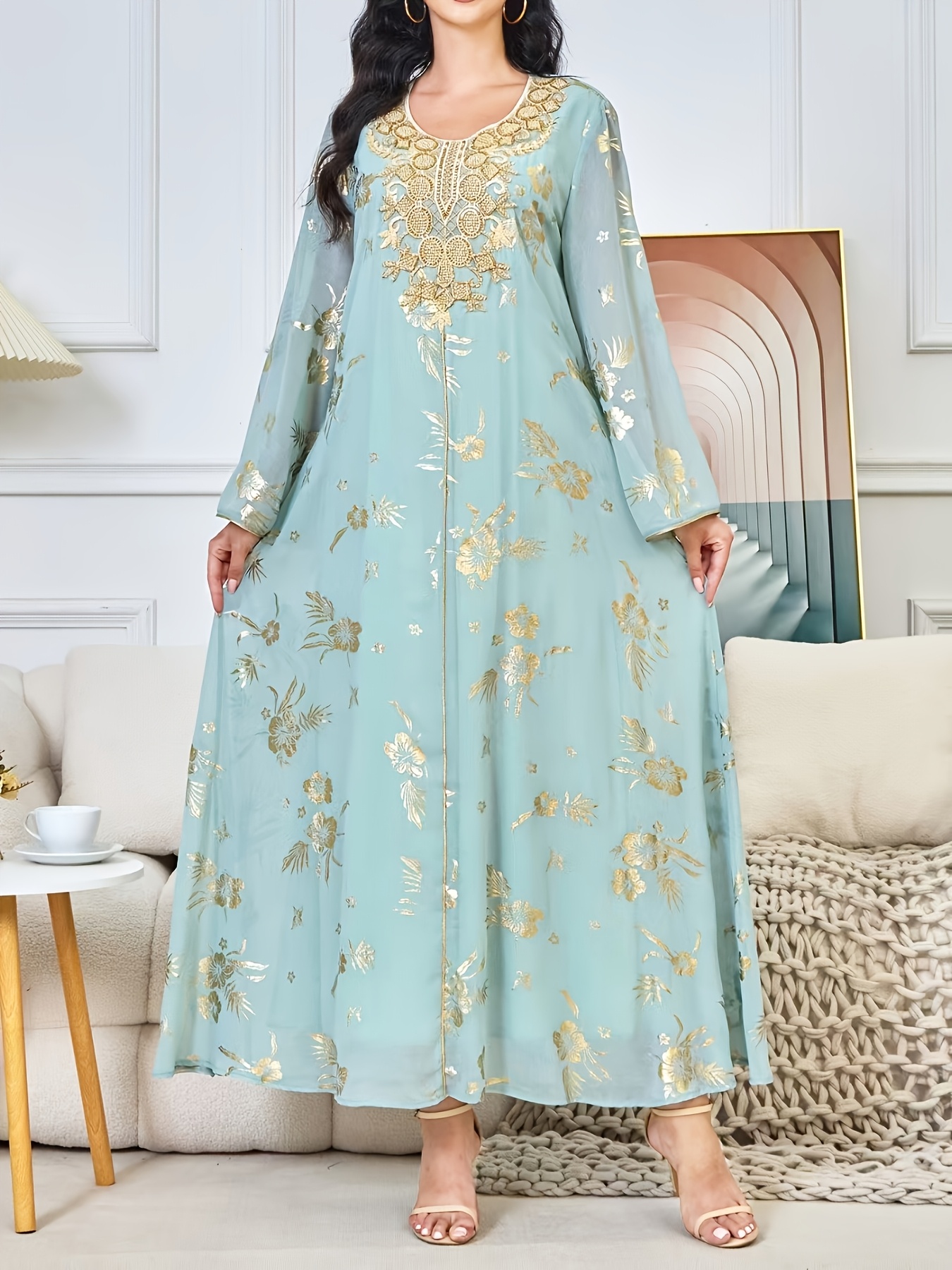 middle eastern arabic collar dress dubai womens loose - Temu Mexico