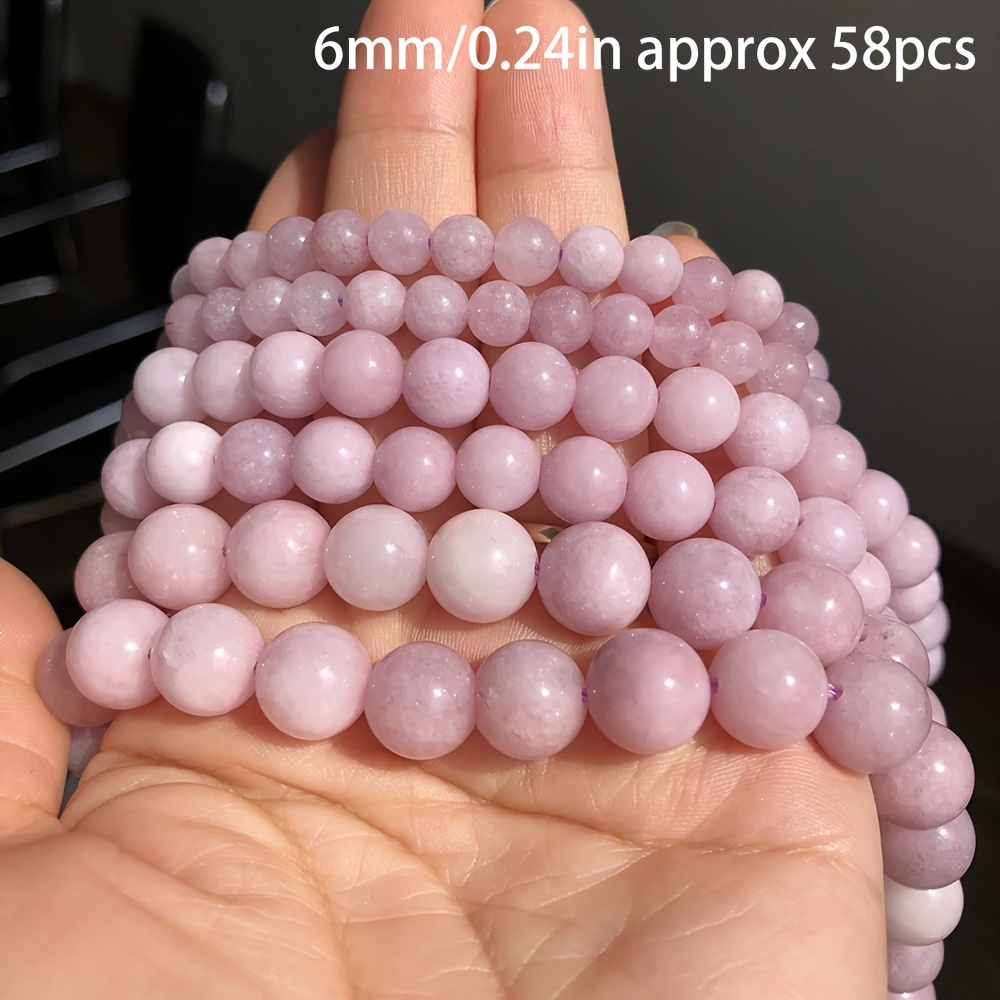 E-shop 4/6/8/10 mm Naturstein Lila Kunzit Perlen Runde Lose Spacer Steinperlen zum Schmuck Arbeiten für Armband Halskette