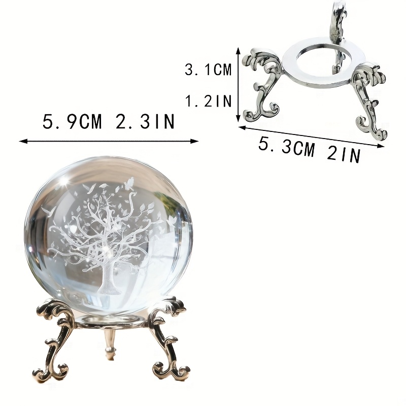 Image of A 3d Inner-carved Crystal Ball Featuring Of Life, Made From Transparent Crystal. The Intricate Inner Carving Showcases A Vivid Design Of Trees And