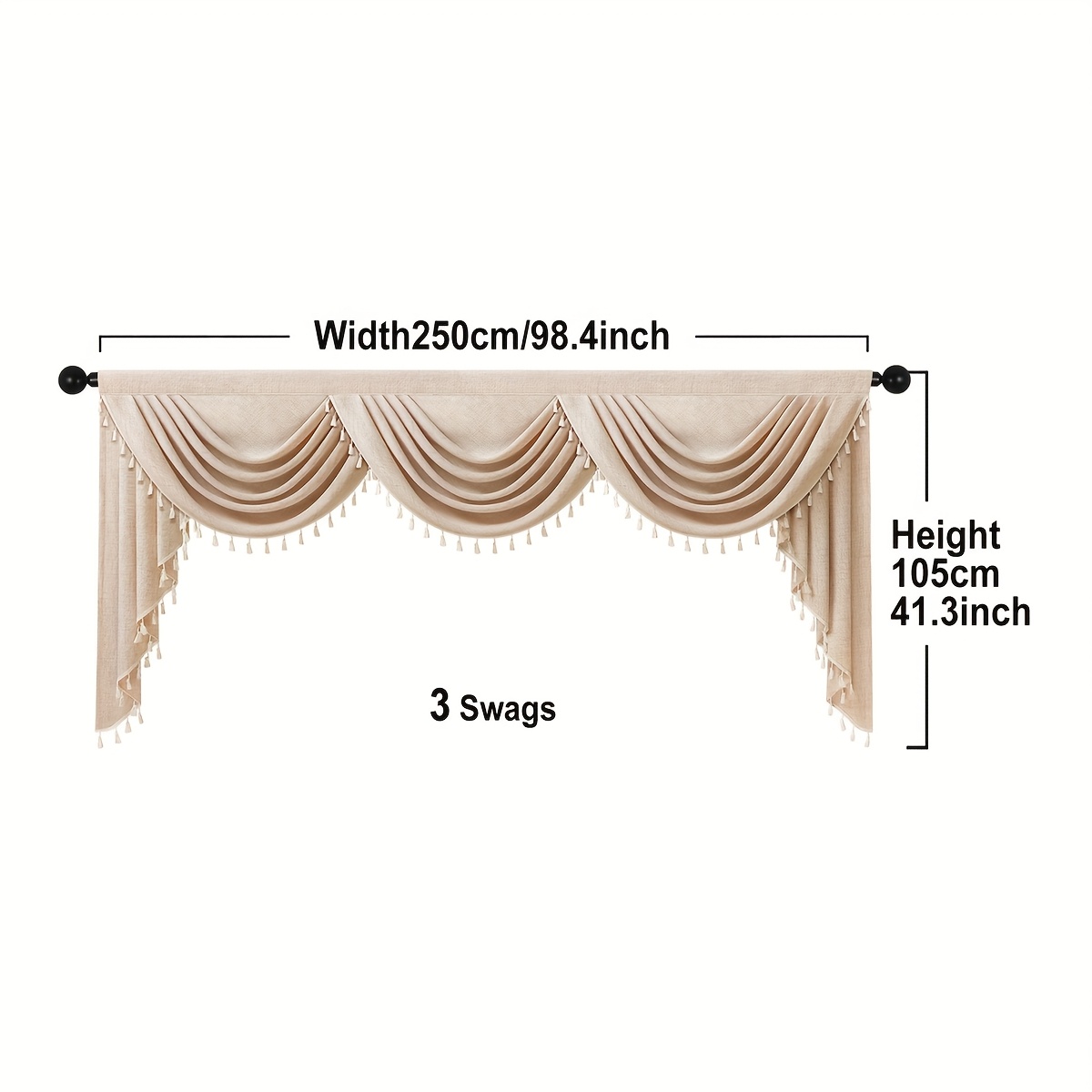Image of 1pc, Solid Material Short Canopy, Modern Easy Style All- Tassel Valance, Curtain , Suitable For Living Room Bedroom Window And Door Decoration