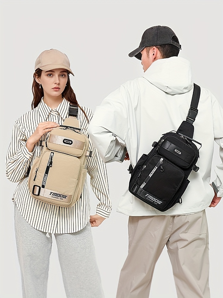 unisex chest backpack large capacity convertible crossbody handheld waist pack with multiple compartments padded shoulder straps waist clip for outdoor hiking gym travel durable casual outdoor bag 18 colors backpack for travel hiking essentials stylish outdoor gear secure zipper closure details 29