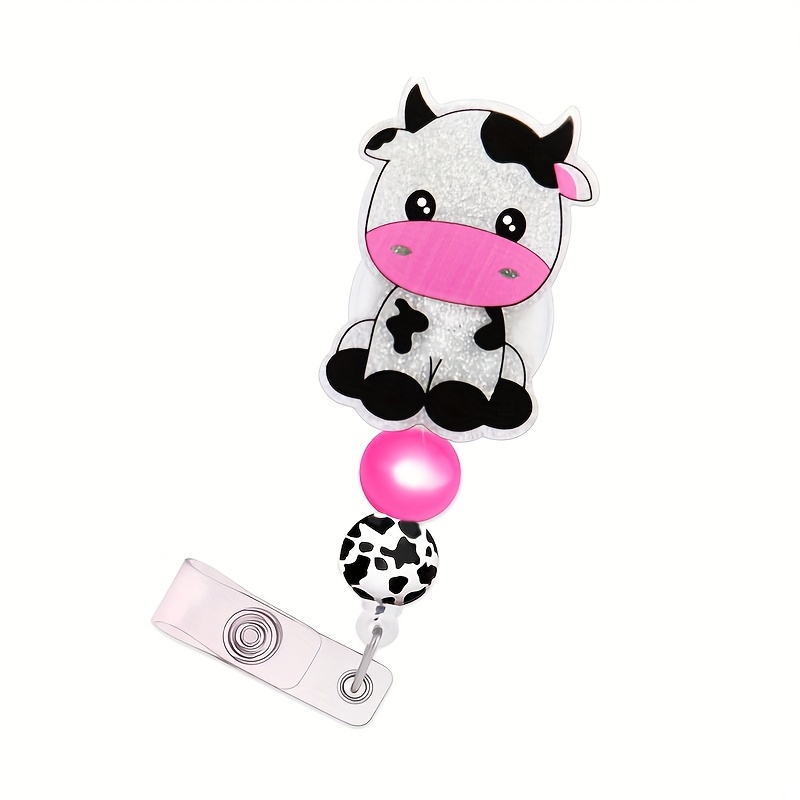 Funny Badge Reel Retractable For Nurses, Cute Cow ID Badge Holder With  Alligator Clip, RN LPN Medical Assistant Work, Nursing Name Tag Card Cute  Badge