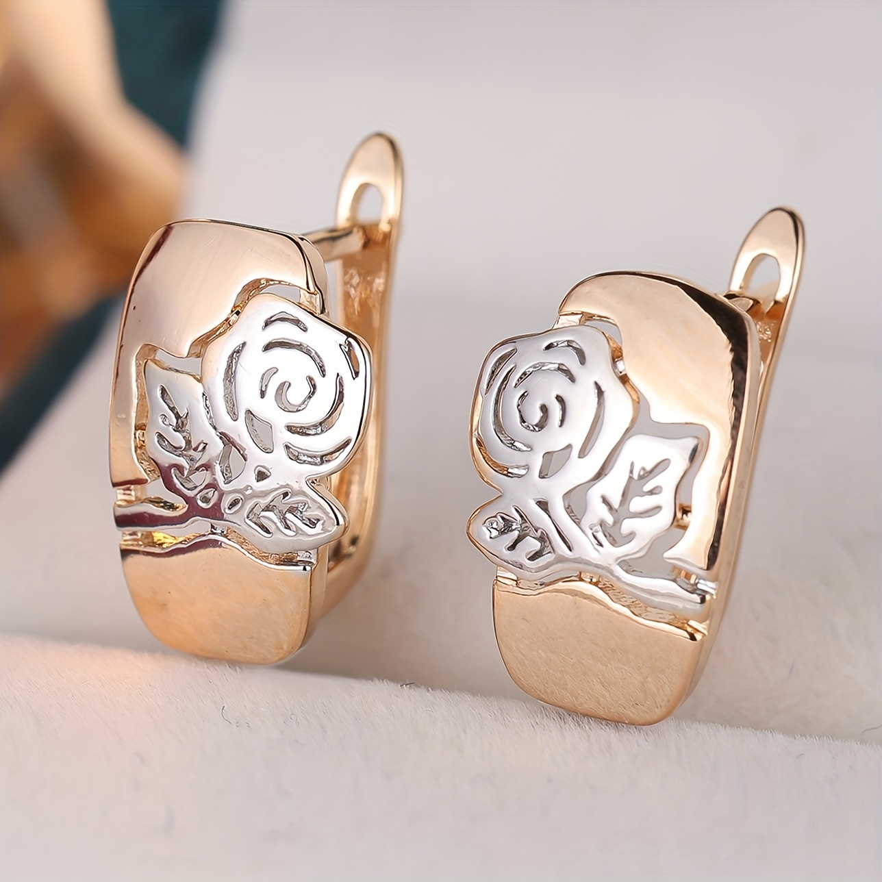 Angol Pair Of Elegant Ear Studs Suitable For Parties/weddings - Rare , K-plated Roses, Classic Retro Earrings For Women, Wearable (ideal For )