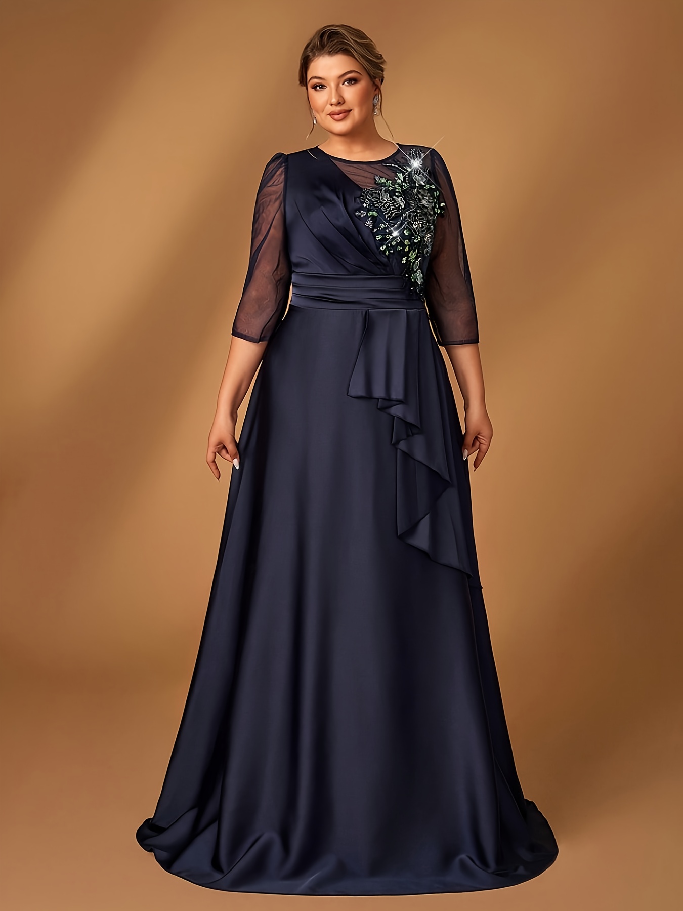 ladies plus size v neck mother bride dress Temu United Kingdom - Main Image
