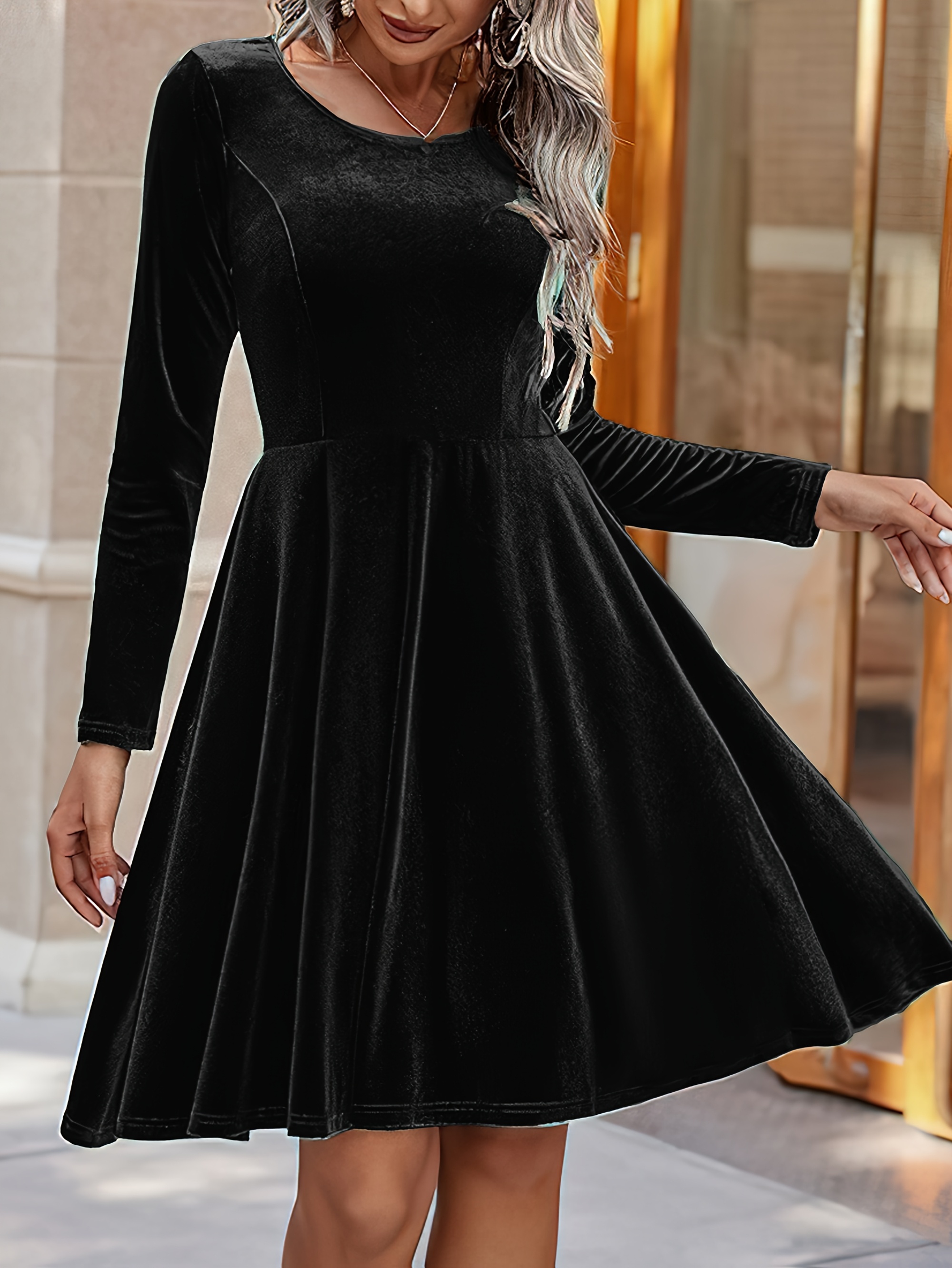 chinese dress ladies Black Long Sleeve Mini Dress Black / XL main image 0