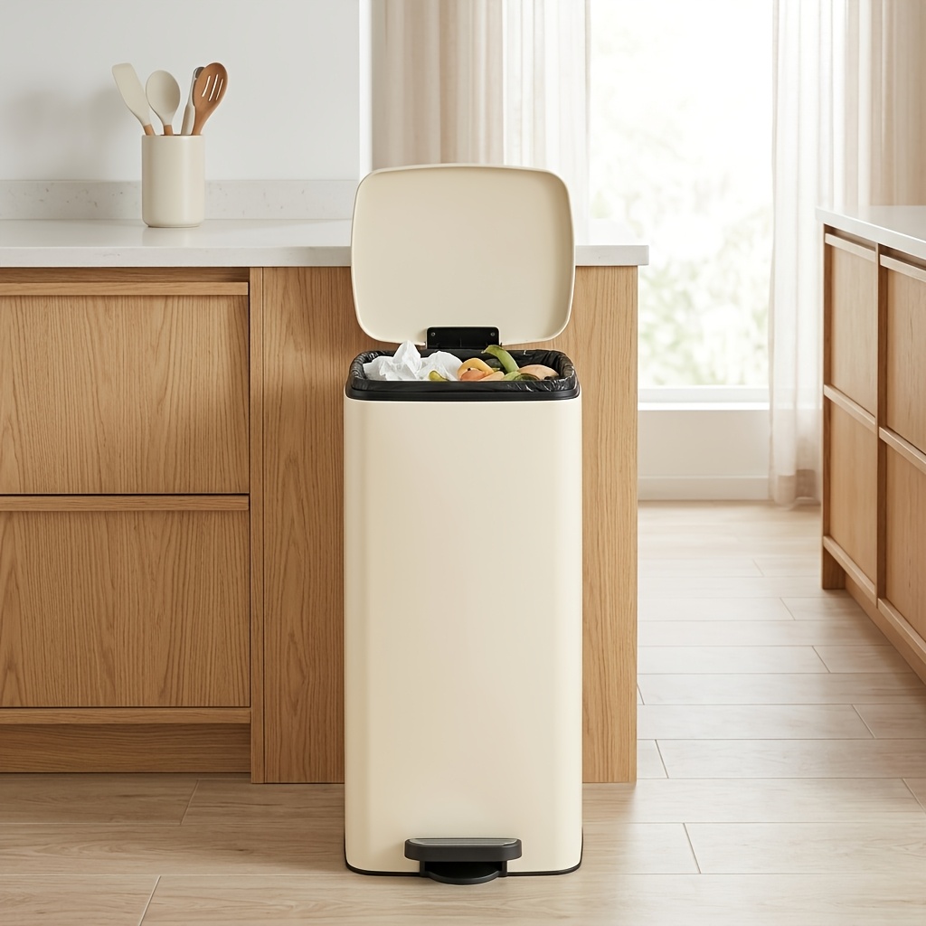 TEMU Poubelle de cuisine 8 gallons 30L avec couvercle à fermeture douce et fonction maintien ouvert, corbeille à ordures avec seau intérieur amovible