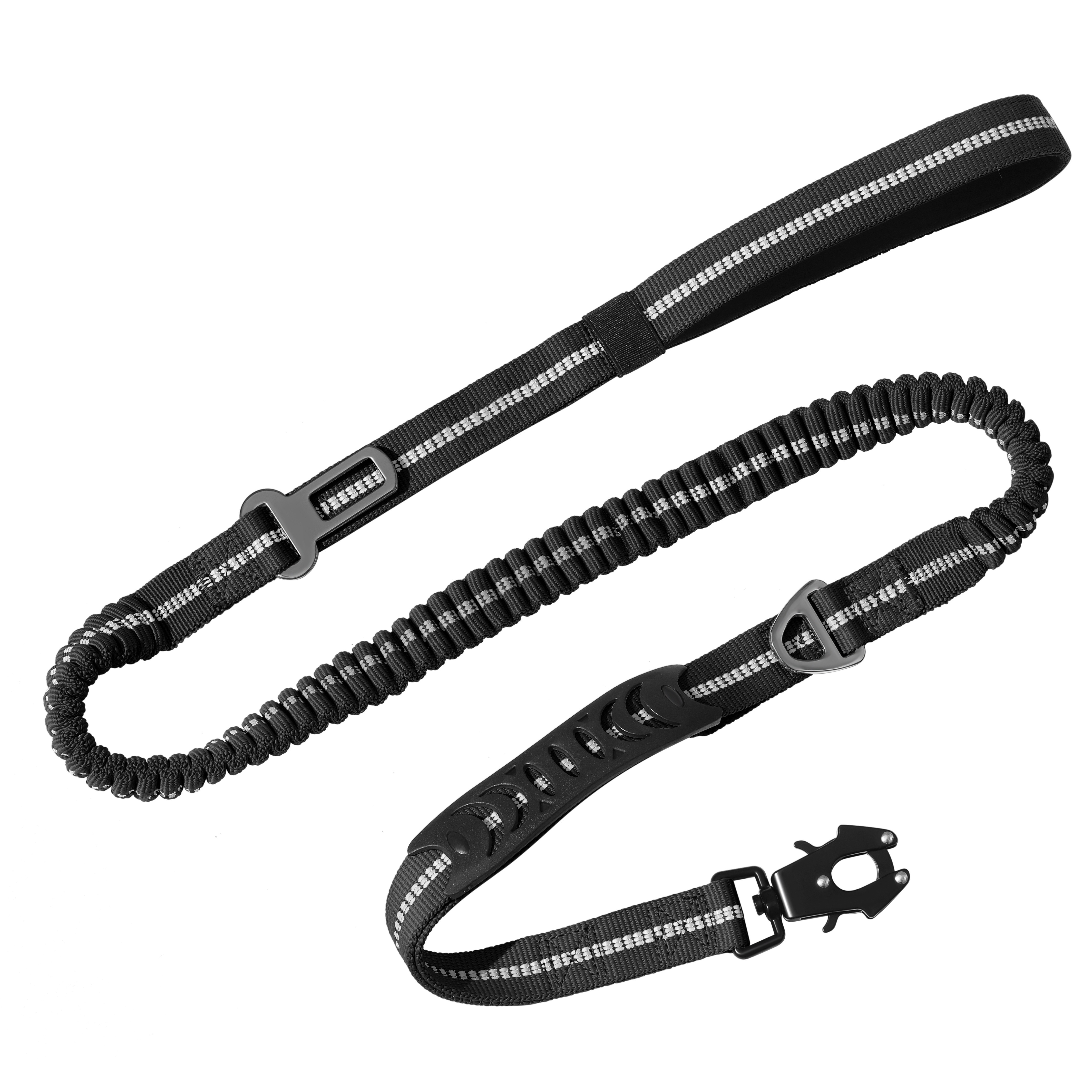 

Heavy Duty Tactical Bungee Dog Leash, 4-6ft Tactical Dog Leash With 2 Padded Handles, Metal Carabiner Clip, Car Seatbelt, Reflective Dog Leash For Medium Large Dogs