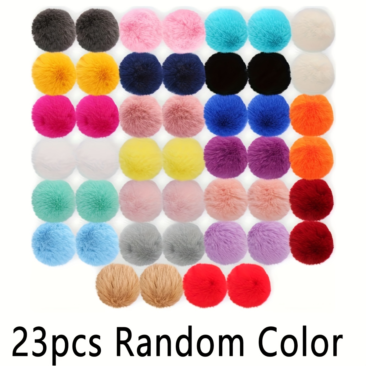 TEMU 23 pièces Pompons en fausse fourrure de lapin de 2,36/3,15 pouces avec bandes élastiques - Accessoires en peluche DIY pour chapeaux, chaussures,