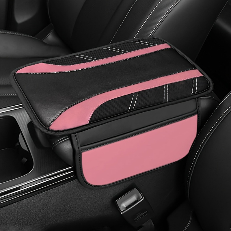TEMU Pu Leather Car Armrest Cover With Dual-color Quilted Design, Car Armrest And Accessories > Size Car Armrest Cover, Easy To Store, Suitable For