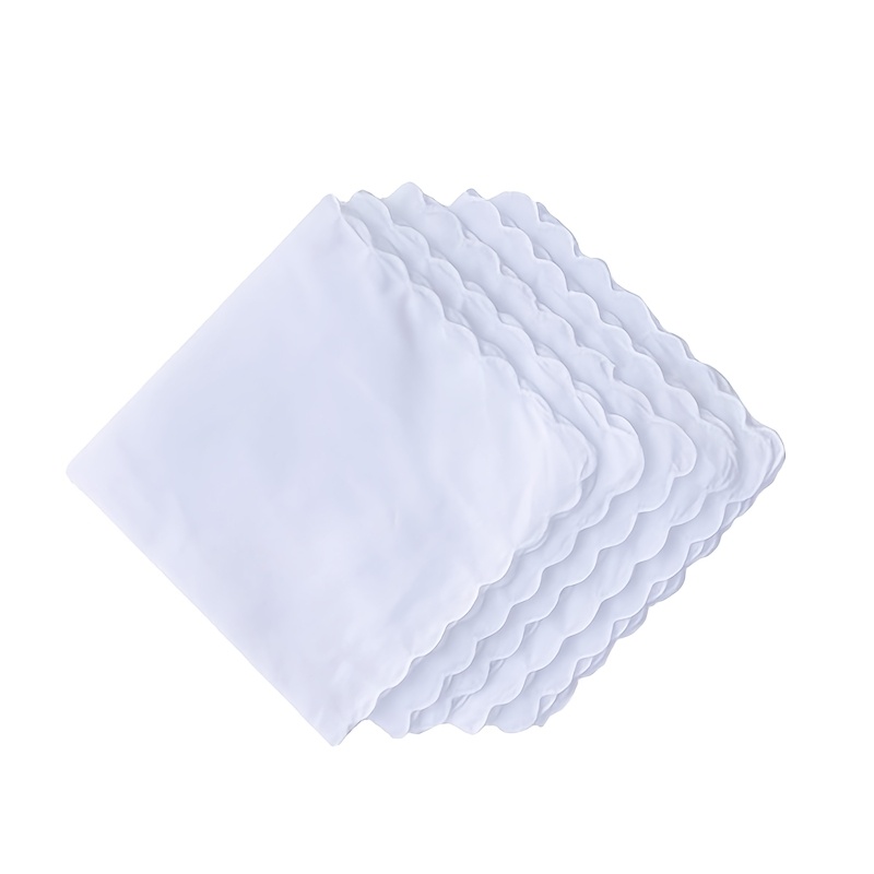 TEMU 5pcs Set Of White Women's Handkerchiefs With Crescent Edges For /embroidery. Soft, Comfortable, And Portable For Daily Use